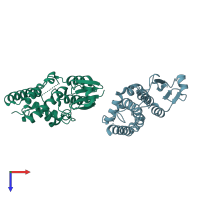 PDB entry 1k0o coloured by chain, top view.