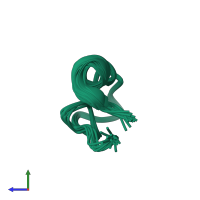 PDB entry 1k0p coloured by chain, ensemble of 15 models, side view.