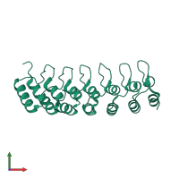 PDB entry 1k1b coloured by chain, front view.