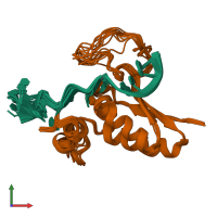PDB entry 1k1g coloured by chain, ensemble of 10 models, front view.