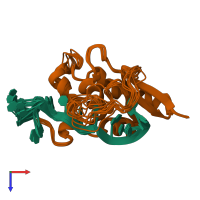 PDB entry 1k1g coloured by chain, ensemble of 10 models, top view.