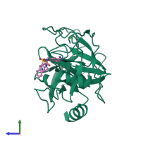 PDB entry 1k1l coloured by chain, side view.