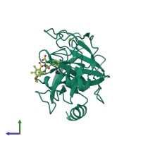 PDB entry 1k1n coloured by chain, side view.