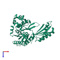 PDB entry 1k1s coloured by chain, top view.