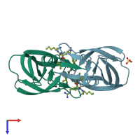 PDB entry 1k1t coloured by chain, top view.