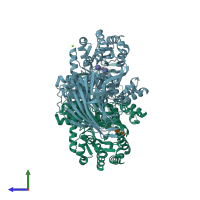 PDB entry 1k1y coloured by chain, side view.