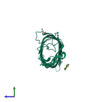 PDB entry 1k24 coloured by chain, side view.