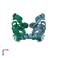 PDB entry 1k2h coloured by chain, ensemble of 20 models, top view.