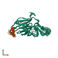 PDB entry 1k2m coloured by chain, ensemble of 22 models, front view.