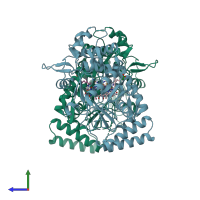 PDB entry 1k2t coloured by chain, side view.