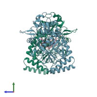 PDB entry 1k2u coloured by chain, side view.
