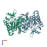 PDB entry 1k2u coloured by chain, top view.