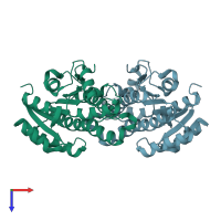 PDB entry 1k2w coloured by chain, top view.