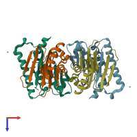 PDB entry 1k2x coloured by chain, top view.