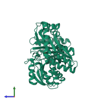 PDB entry 1k2y coloured by chain, side view.