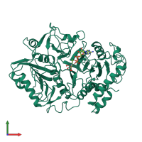 PDB entry 1k3d coloured by chain, front view.