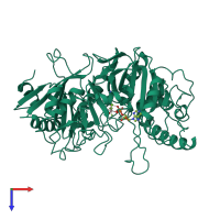 PDB entry 1k3d coloured by chain, top view.