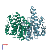 PDB entry 1k3o coloured by chain, top view.