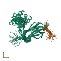 PDB entry 1k3q coloured by chain, ensemble of 20 models, front view.