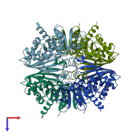 PDB entry 1k3t coloured by chain, top view.