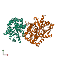 PDB entry 1k3u coloured by chain, front view.