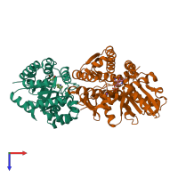 PDB entry 1k3u coloured by chain, top view.