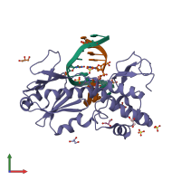 PDB entry 1k3x coloured by chain, front view.