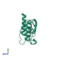 PDB entry 1k46 coloured by chain, side view.