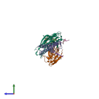 PDB entry 1k4c coloured by chain, side view.