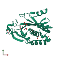 PDB entry 1k4j coloured by chain, front view.