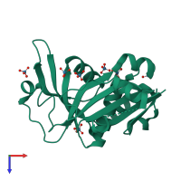 PDB entry 1k4j coloured by chain, top view.