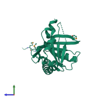 PDB entry 1k4n coloured by chain, side view.