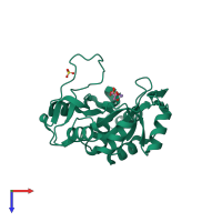 PDB entry 1k4o coloured by chain, top view.