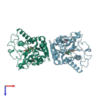 PDB entry 1k4v coloured by chain, top view.