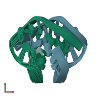 PDB entry 1k4x coloured by chain, ensemble of 8 models, front view.