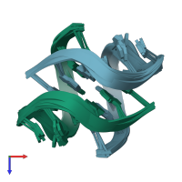 PDB entry 1k4x coloured by chain, ensemble of 8 models, top view.