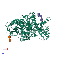 PDB entry 1k4y coloured by chain, top view.