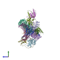 PDB entry 1k5g coloured by chain, side view.
