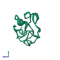 PDB entry 1k5k coloured by chain, ensemble of 10 models, side view.