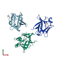 PDB entry 1k5u coloured by chain, front view.