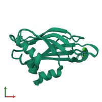 PDB entry 1k5w coloured by chain, ensemble of 20 models, front view.