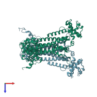 PDB entry 1k62 coloured by chain, top view.