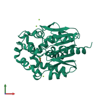 PDB entry 1k63 coloured by chain, front view.