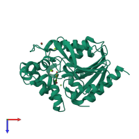 PDB entry 1k63 coloured by chain, top view.