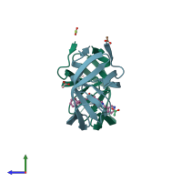 PDB entry 1k6c coloured by chain, side view.