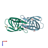 PDB entry 1k6c coloured by chain, top view.