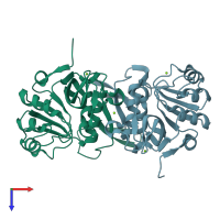 PDB entry 1k6d coloured by chain, top view.