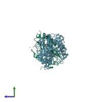 PDB entry 1k6j coloured by chain, side view.