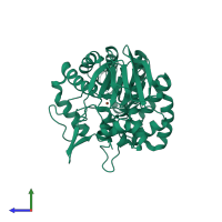 PDB entry 1k6w coloured by chain, side view.