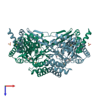 PDB entry 1k75 coloured by chain, top view.